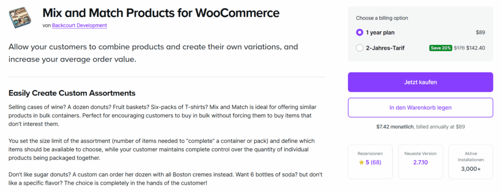 - Bright Plugins Mix and Match Products for WooCommerce