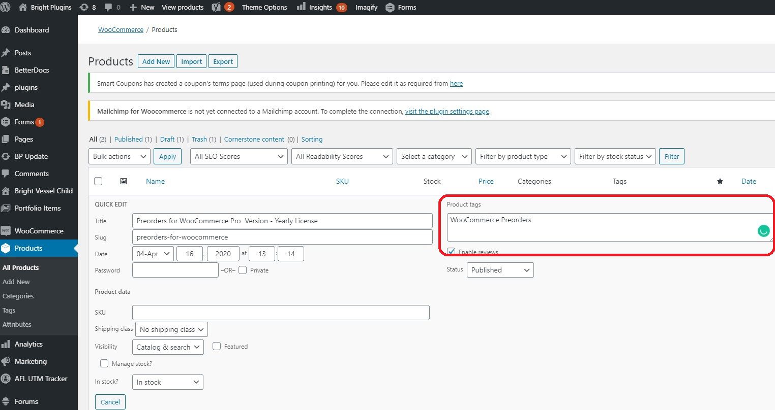 Wordpress Product Tags